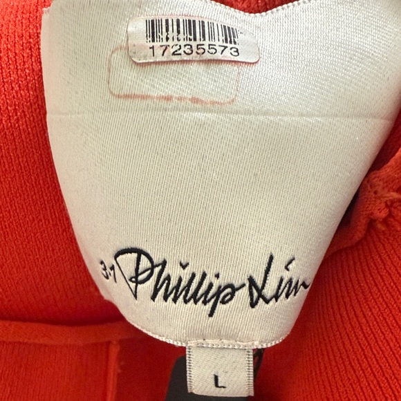 3.1 Phillip Lim Compact Rib Tulip Mini Dress Red Sz L - Picture 6 of 7